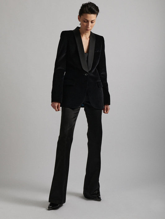 Black velvet shawl collar tuxedo jacket