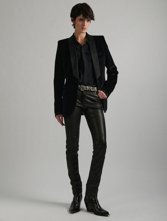 Black velvet shawl collar tuxedo jacket