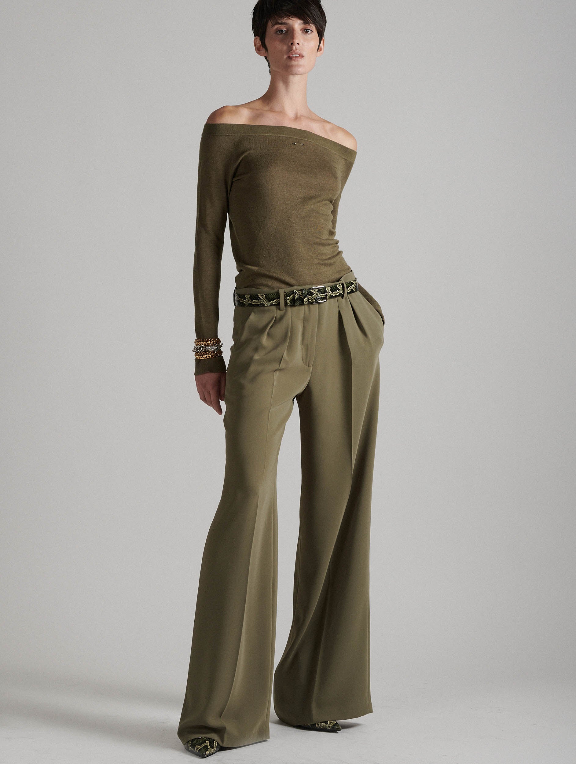 Crepe wide leg pants best sale