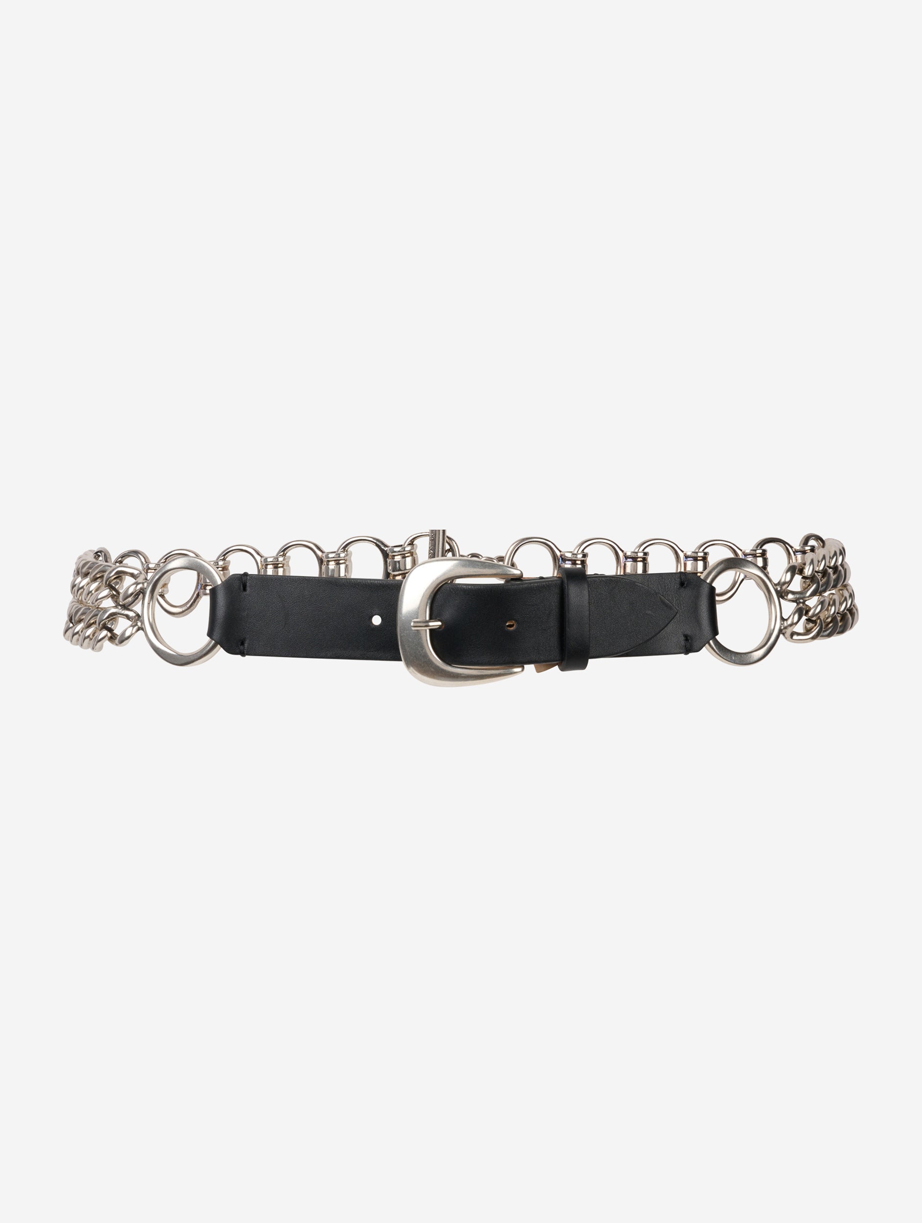 Women Belts | Metallic silver chain and leather belt  display picture 3