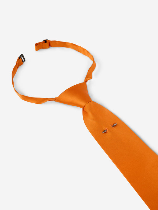 Orange silk satin tie