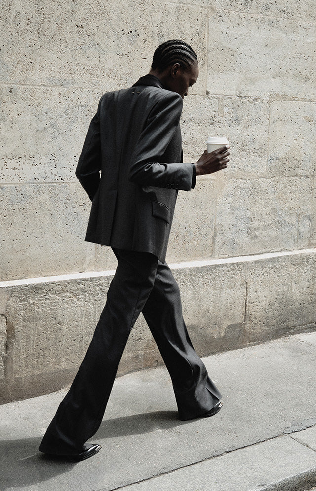 Grey wool and cashmere twill costume