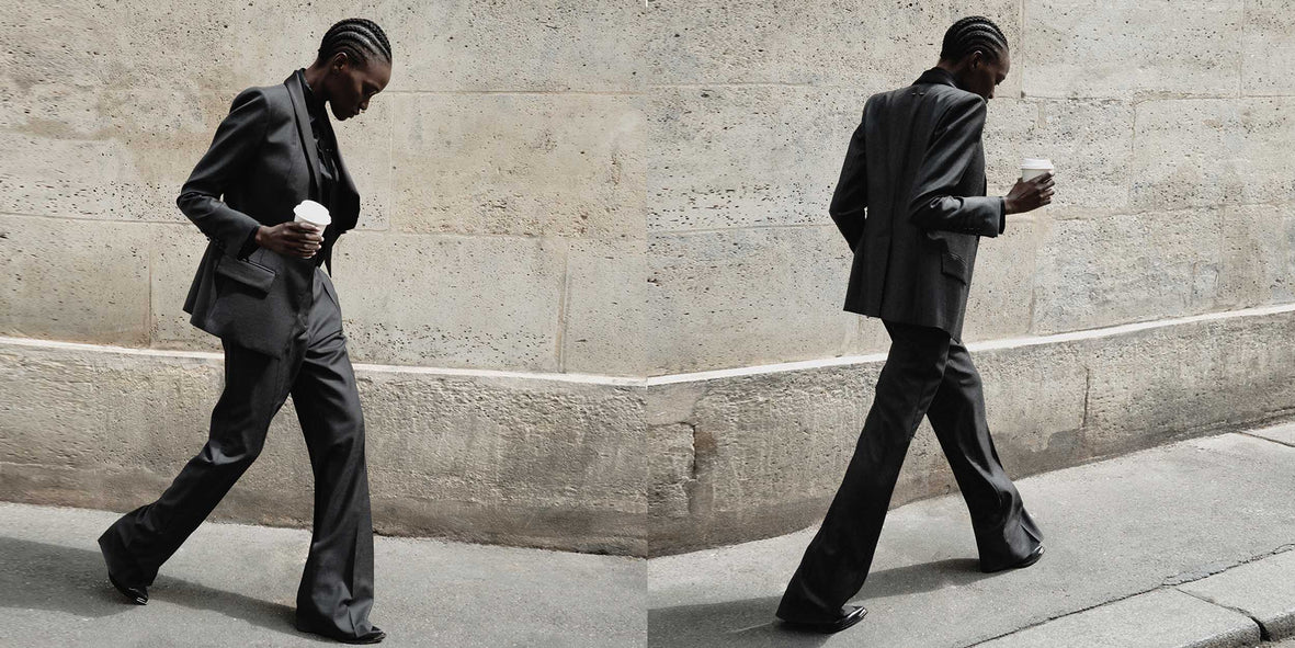 Grey wool and cashmere twill costume