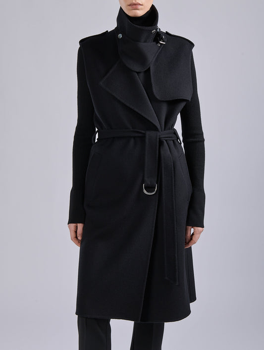 Black double-face sleeveless coat