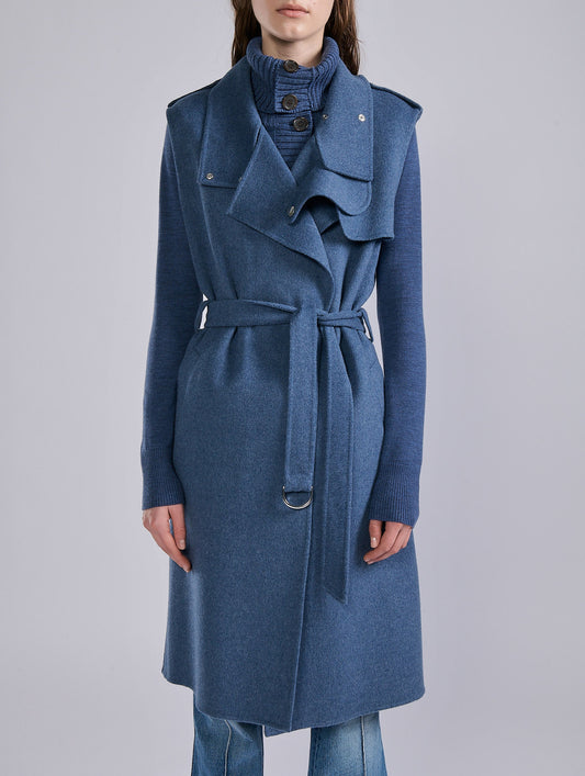 Blue double-face sleeveless coat