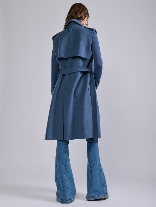 Blue double-face sleeveless coat