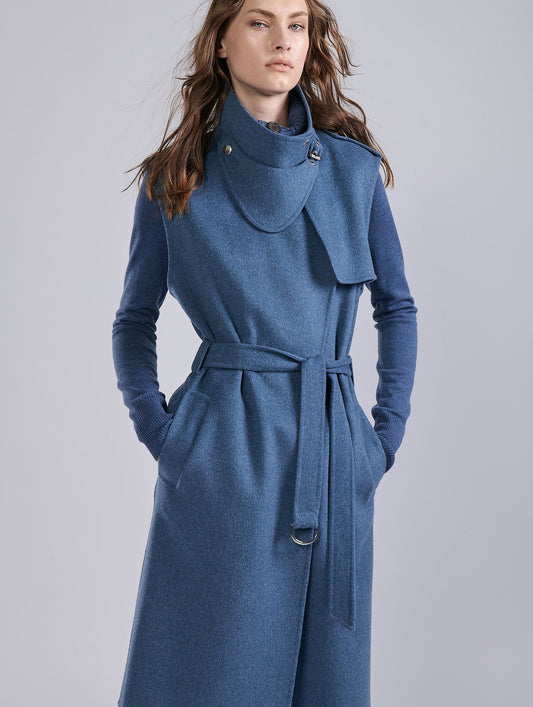 Blue double-face sleeveless coat