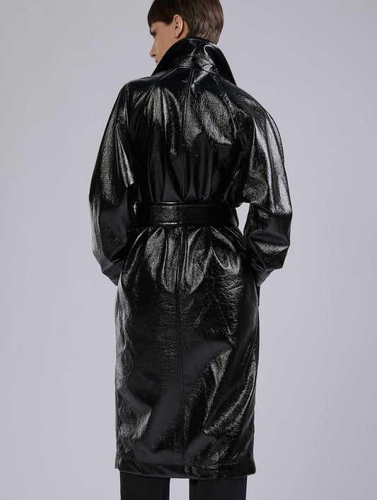 Black Naplack-effect trench coat