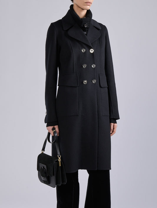 Black double-faced wool and cashmere coat
