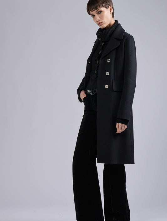 Black double-faced wool and cashmere coat