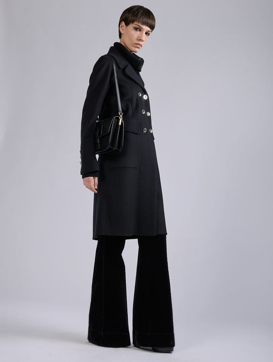 Black double-faced wool and cashmere coat