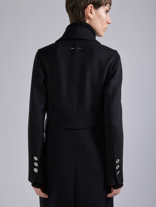 Black double-faced wool and cashmere coat