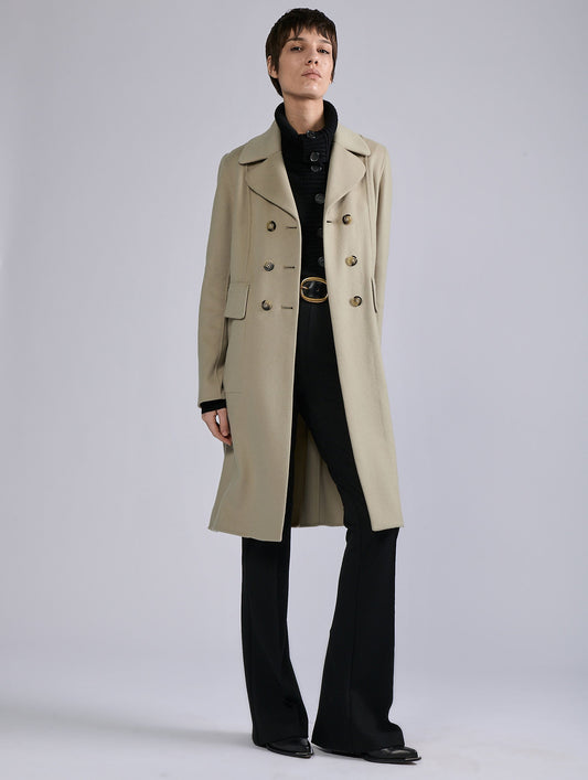Sand double-faced wool and cashmere coat