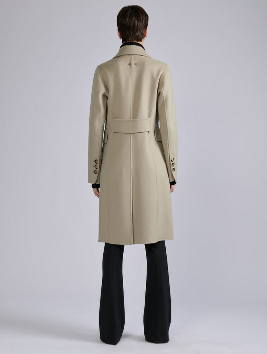 Sand double-faced wool and cashmere coat