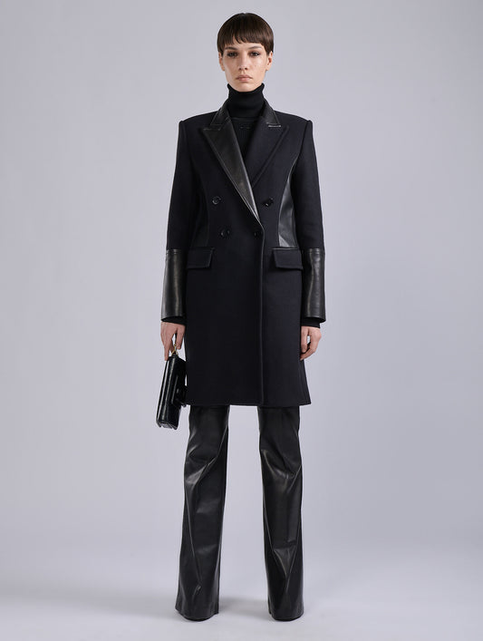 Black double-breasted wool and cashmere coat