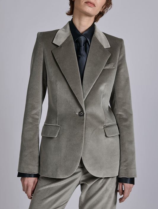Grey velvet fitted jacket