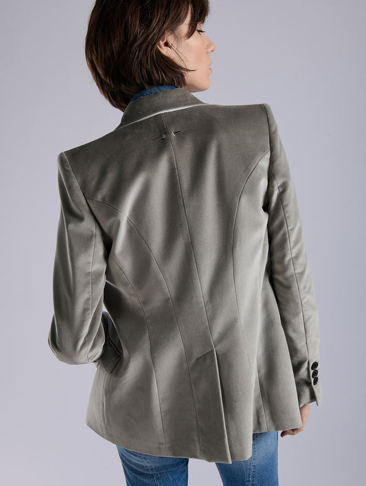 Grey velvet fitted jacket