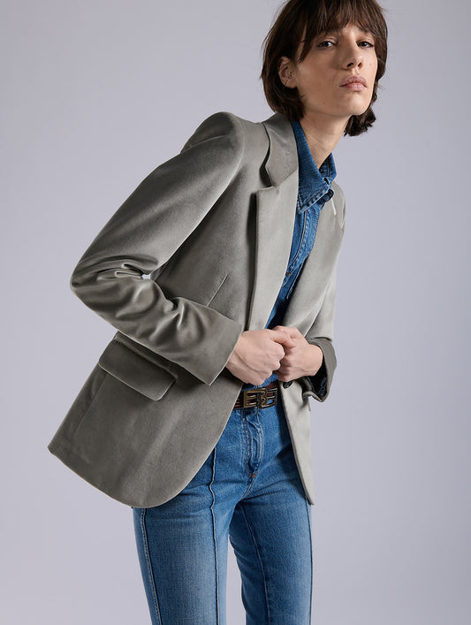 Grey velvet fitted jacket