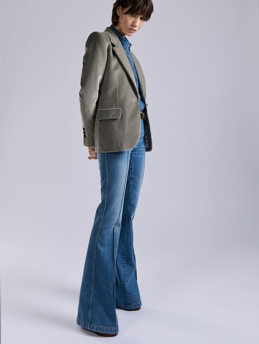 Grey velvet fitted jacket