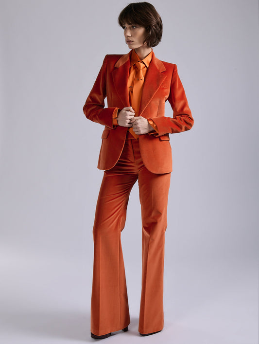 Orange velvet fitted jacket