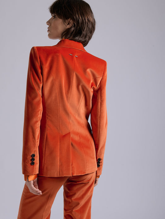 Orange velvet fitted jacket