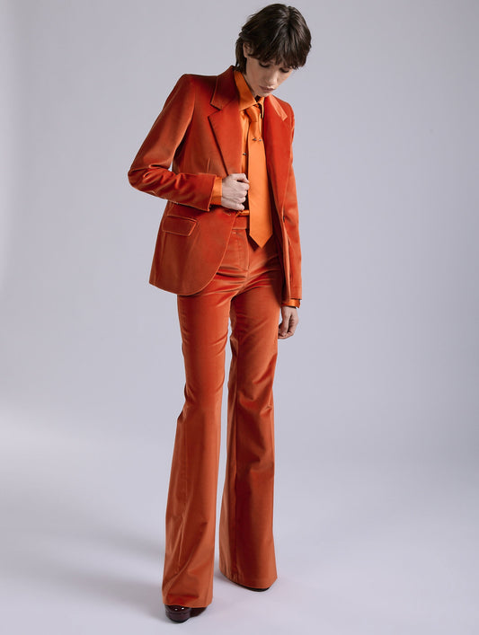 Orange velvet fitted jacket