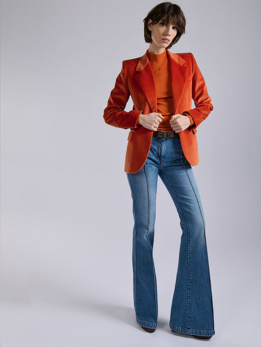 Orange velvet fitted jacket