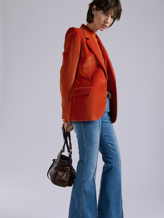 Orange velvet fitted jacket