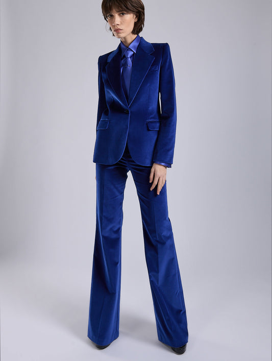 Blue velvet fitted jacket