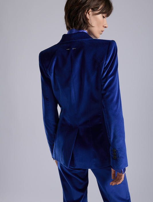 Blue velvet fitted jacket