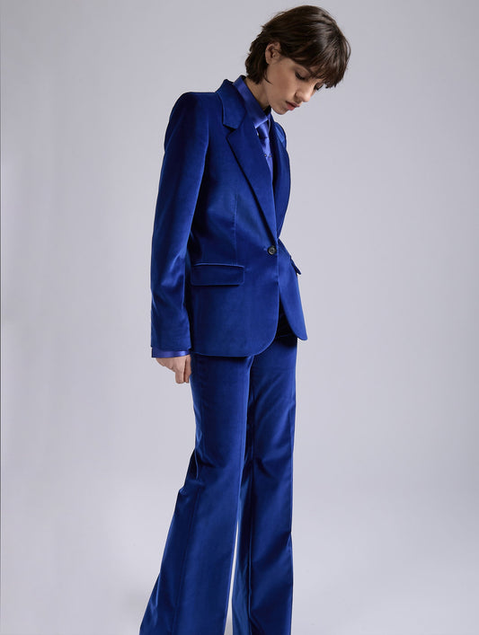 Blue velvet fitted jacket
