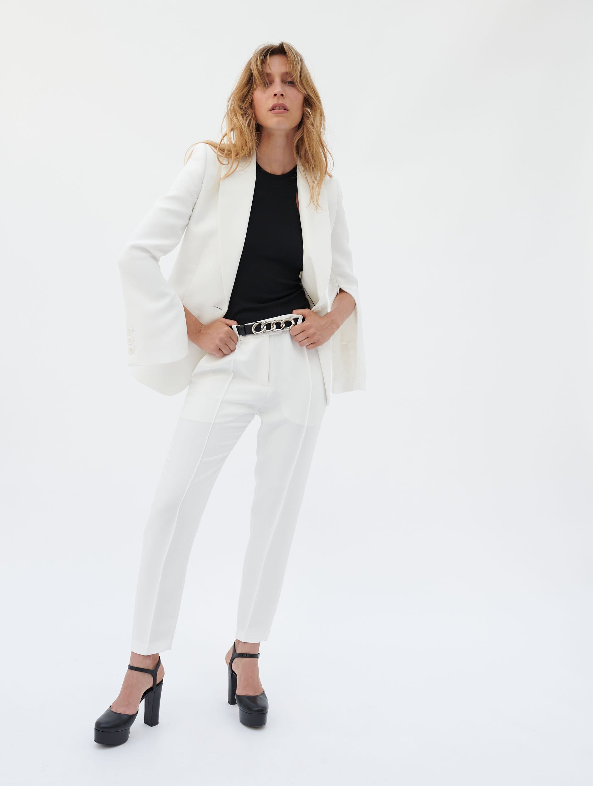 White crepe cheap jacket