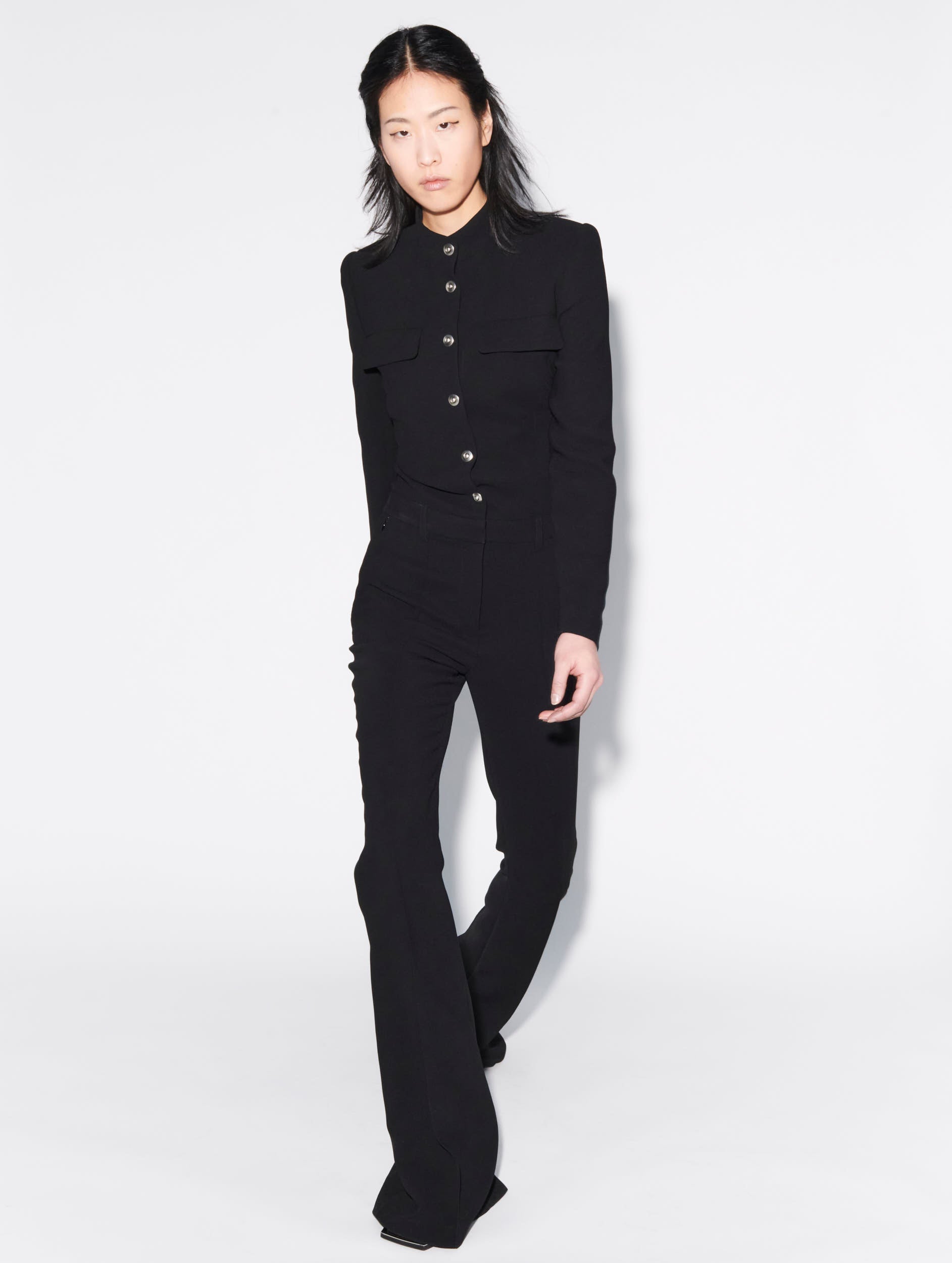 LONG CREPE JUMPSUIT - Black