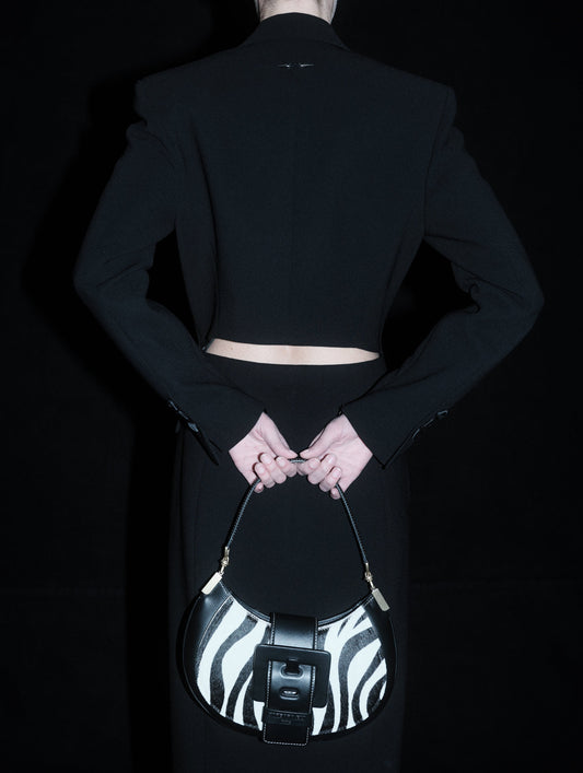 Zebra print calf hair leather KISS ME bag