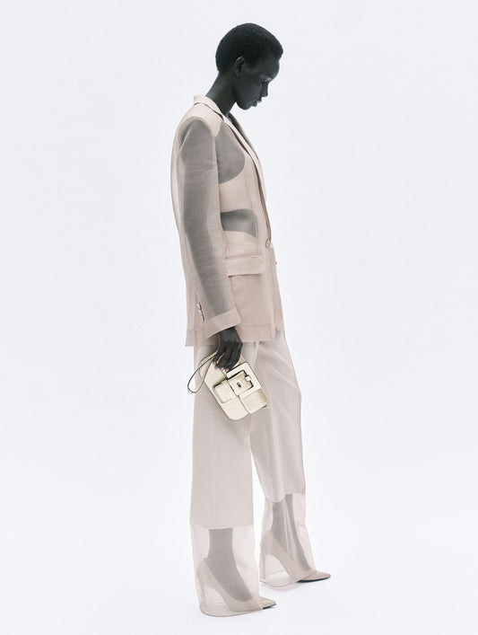 Nude cotton silk radzmir and organza trousers