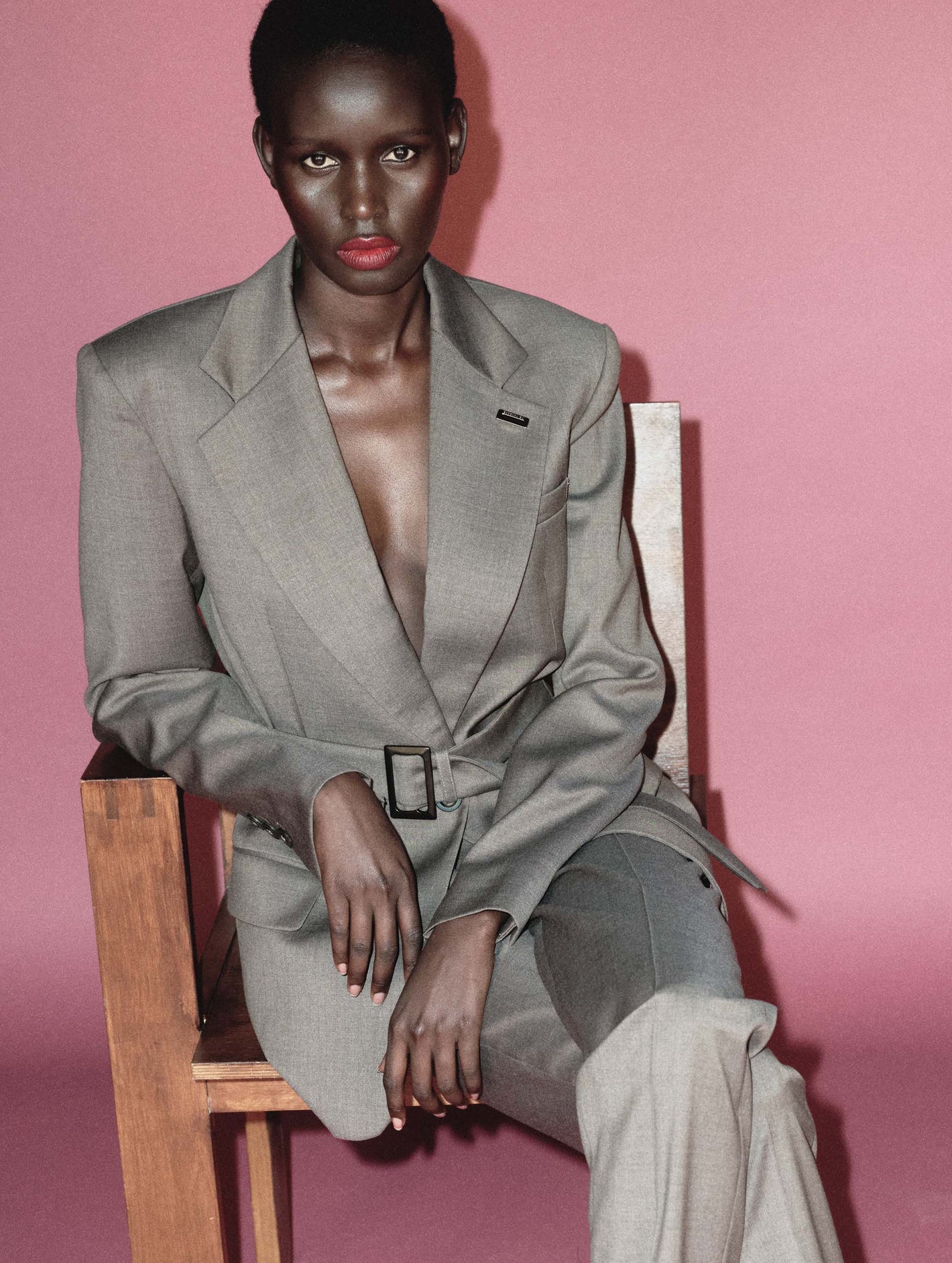 Taupe stretch wool cloth fitted jacket