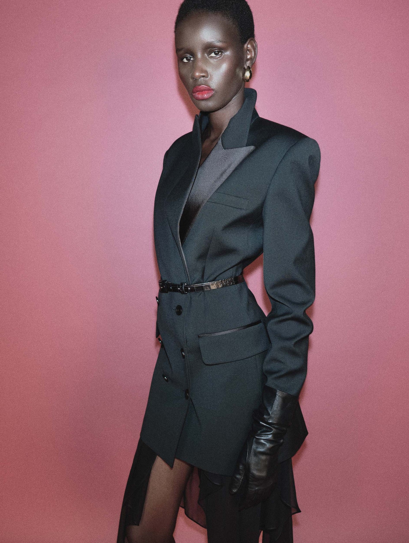 Jacket dress with removable chiffon overlay