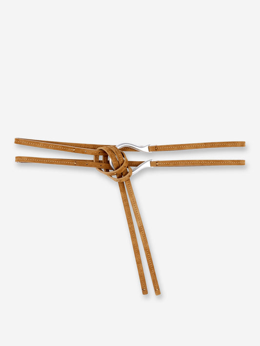 Knotted belt in camel leather