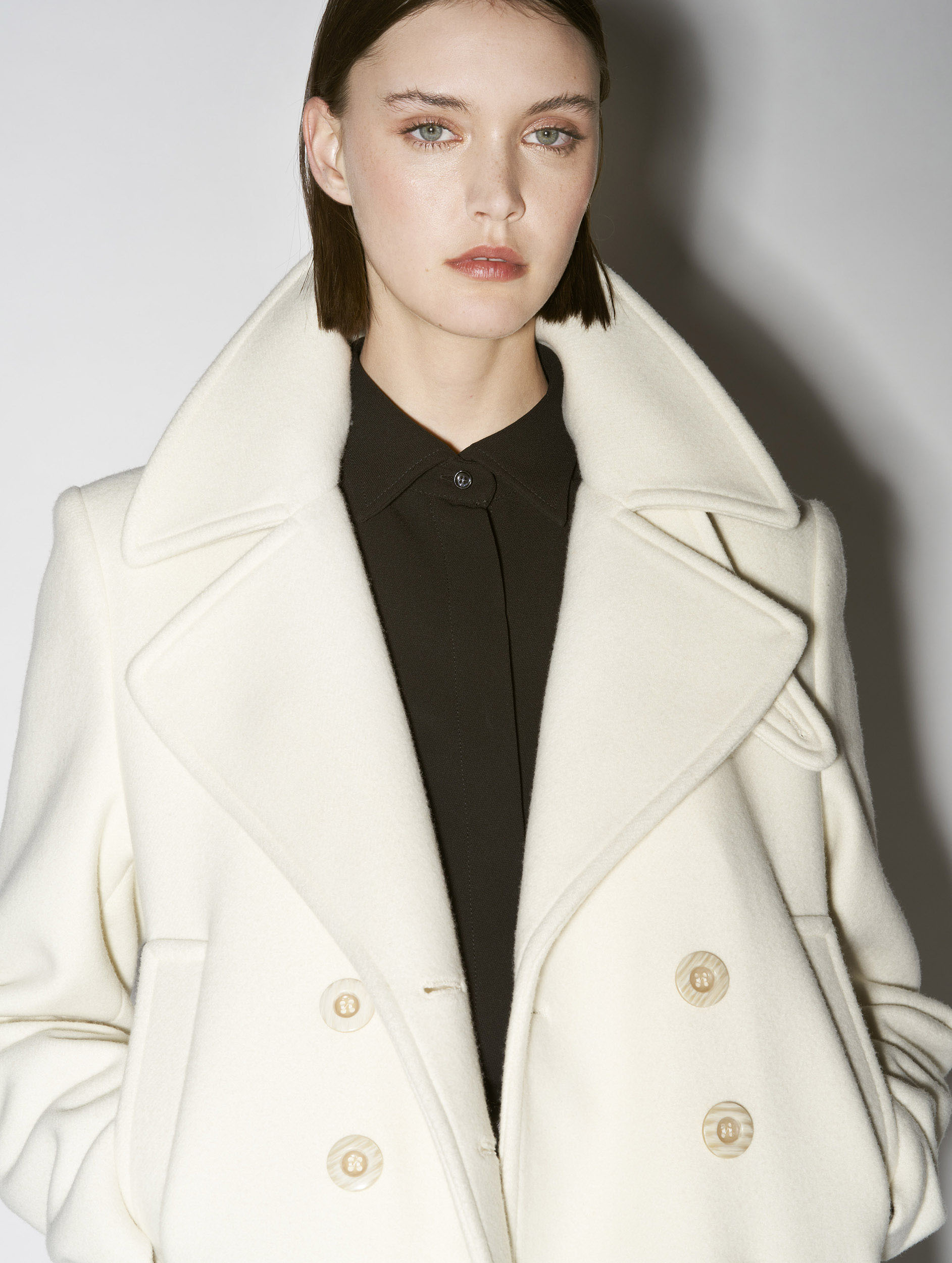 Ivory wool coat best sale