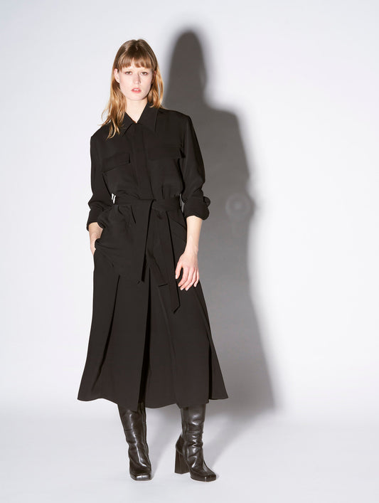 Flowy black crepe safari jacket