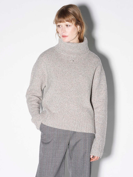 Light grey marl knitted roll neck sweater