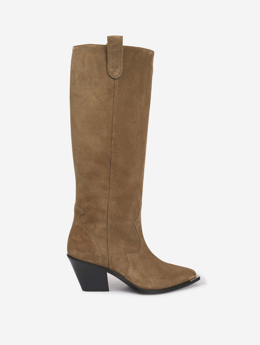 taupe suede calfskin cowboy boots