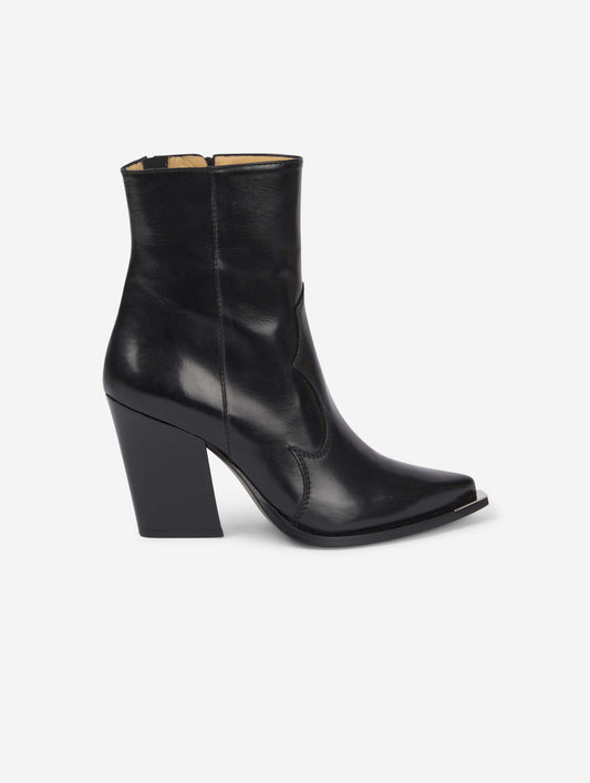 black leather zipped boots
