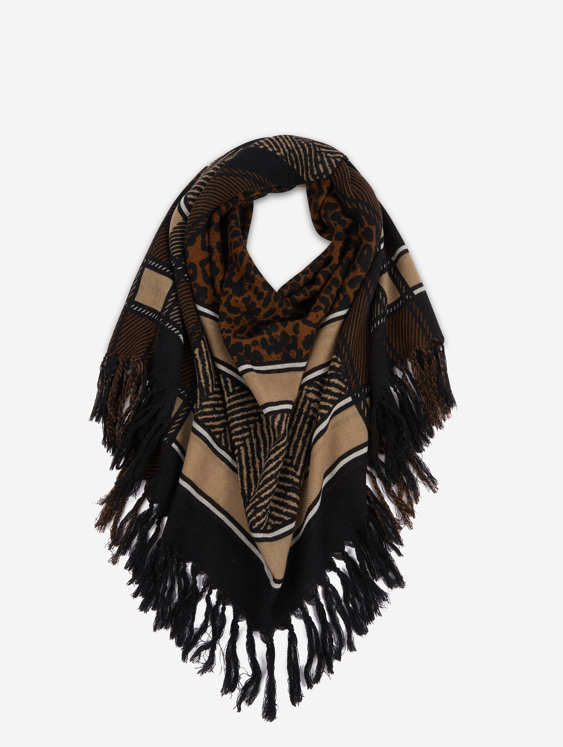 Brown leopard keffieh print scarf