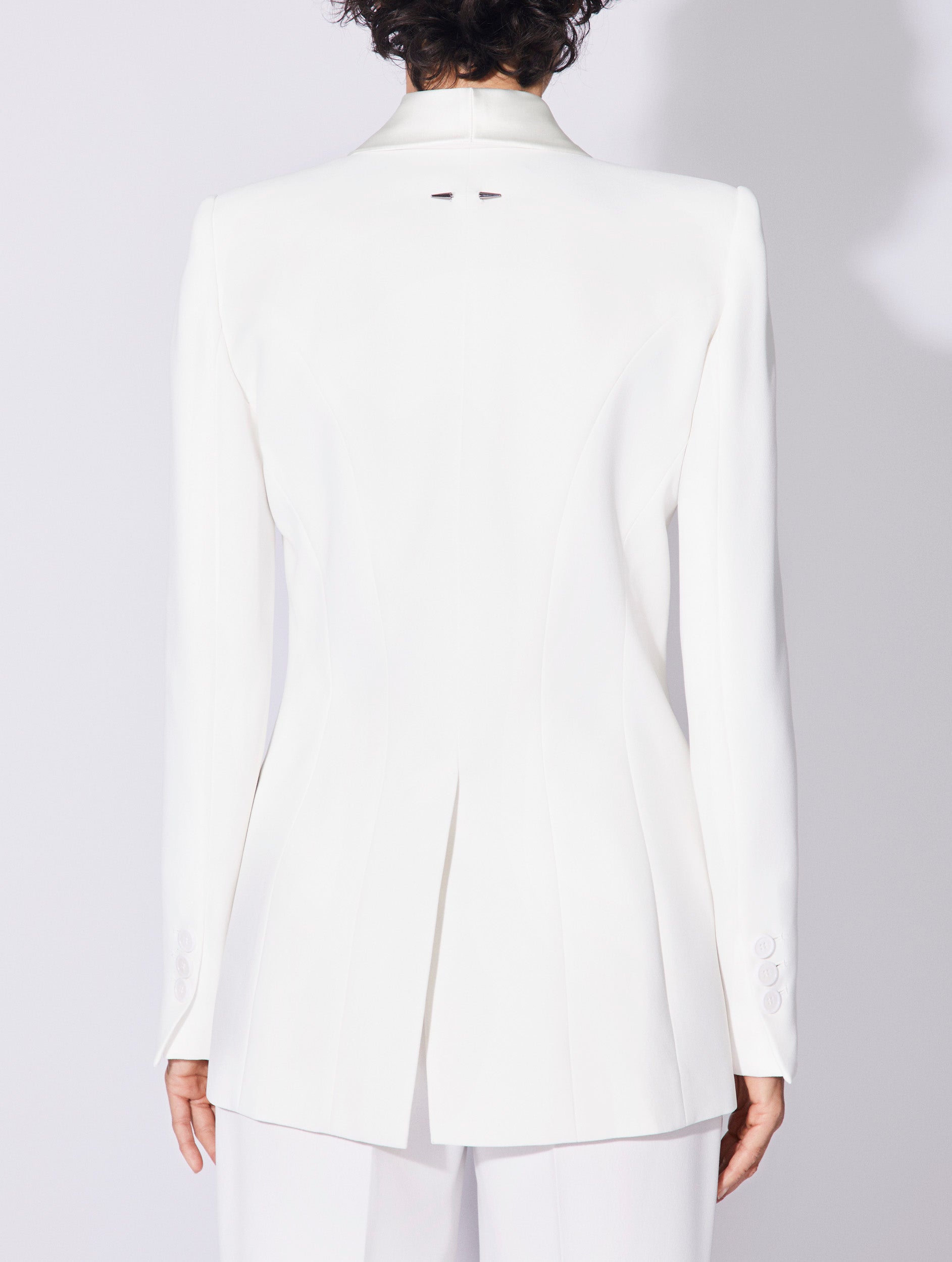 Women Ready-to-Wear | White crepe fitted suit jacket with satin