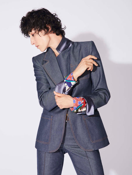 Women Ready-to-Wear | Blue washed denim suit jacket