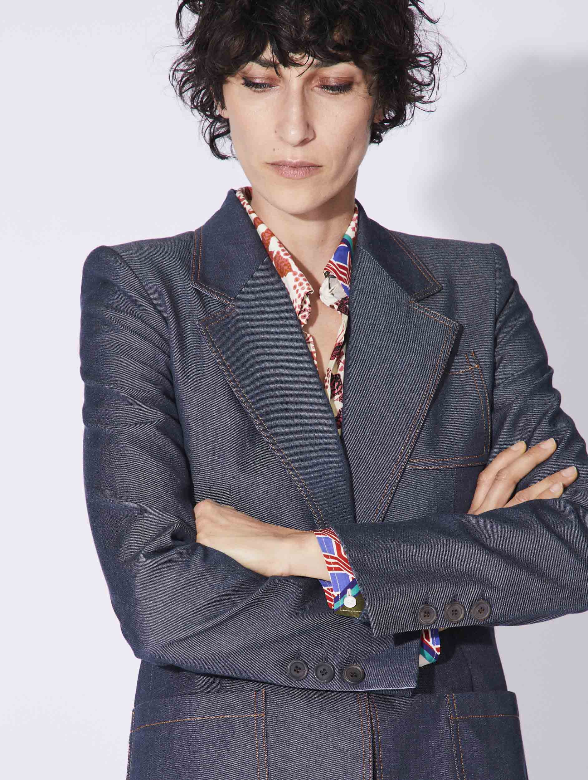 Women Ready-to-Wear | Blue washed denim suit jacket