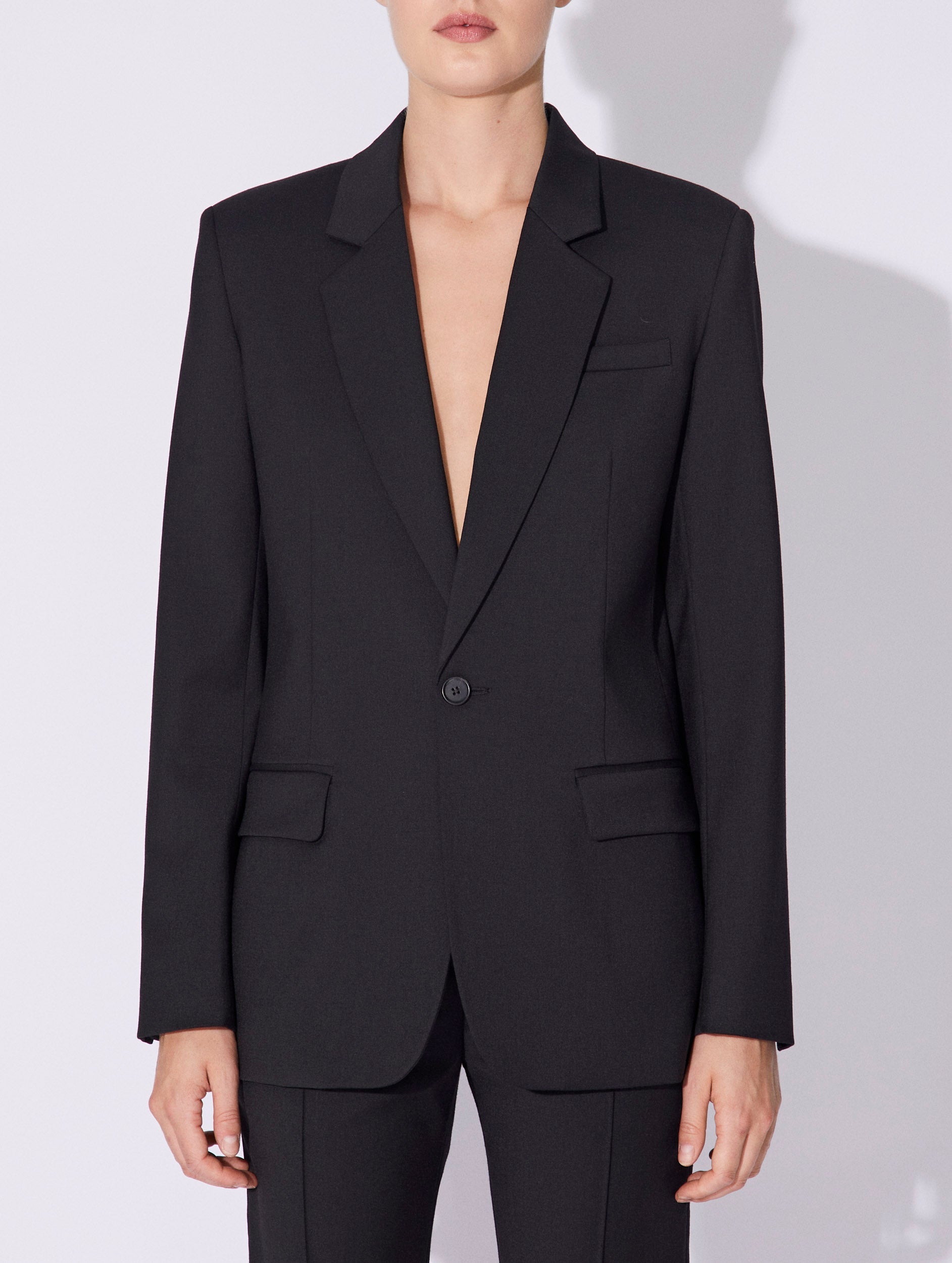 Women Ready-to-Wear | Black stretch wool gabardine suit jacket