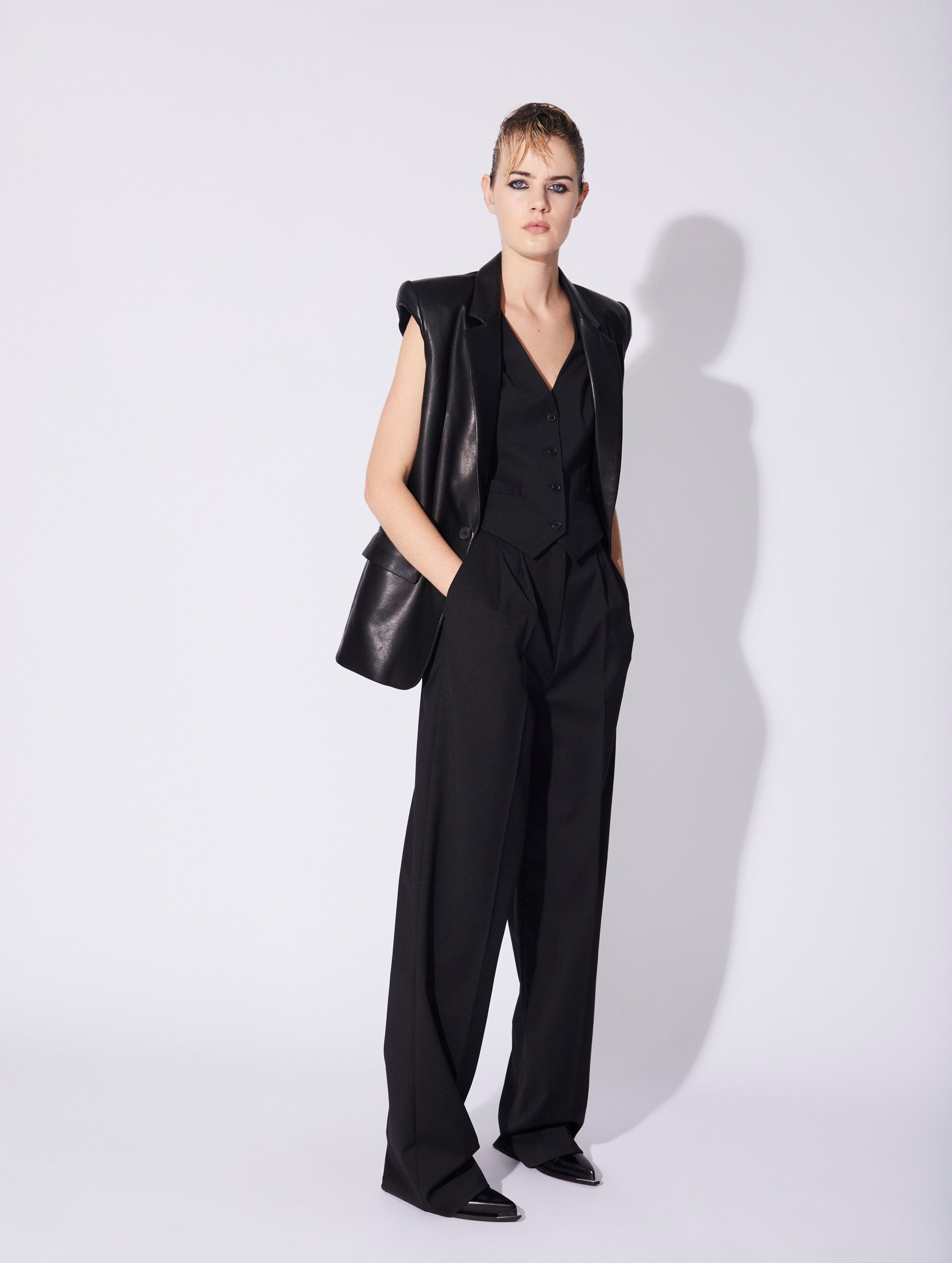 Elise Vest - Grey/White Pinstripe – The Frankie Shop