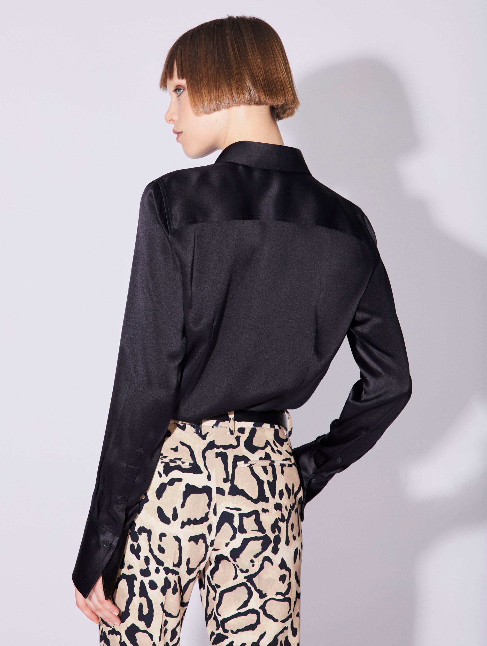 black silk satin blouse
